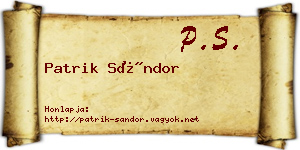 Patrik Sándor névjegykártya